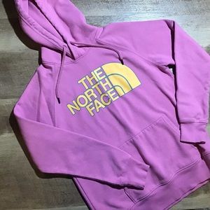 The North Face Womens Small Hoodie Sweatshirt Pink Yellow